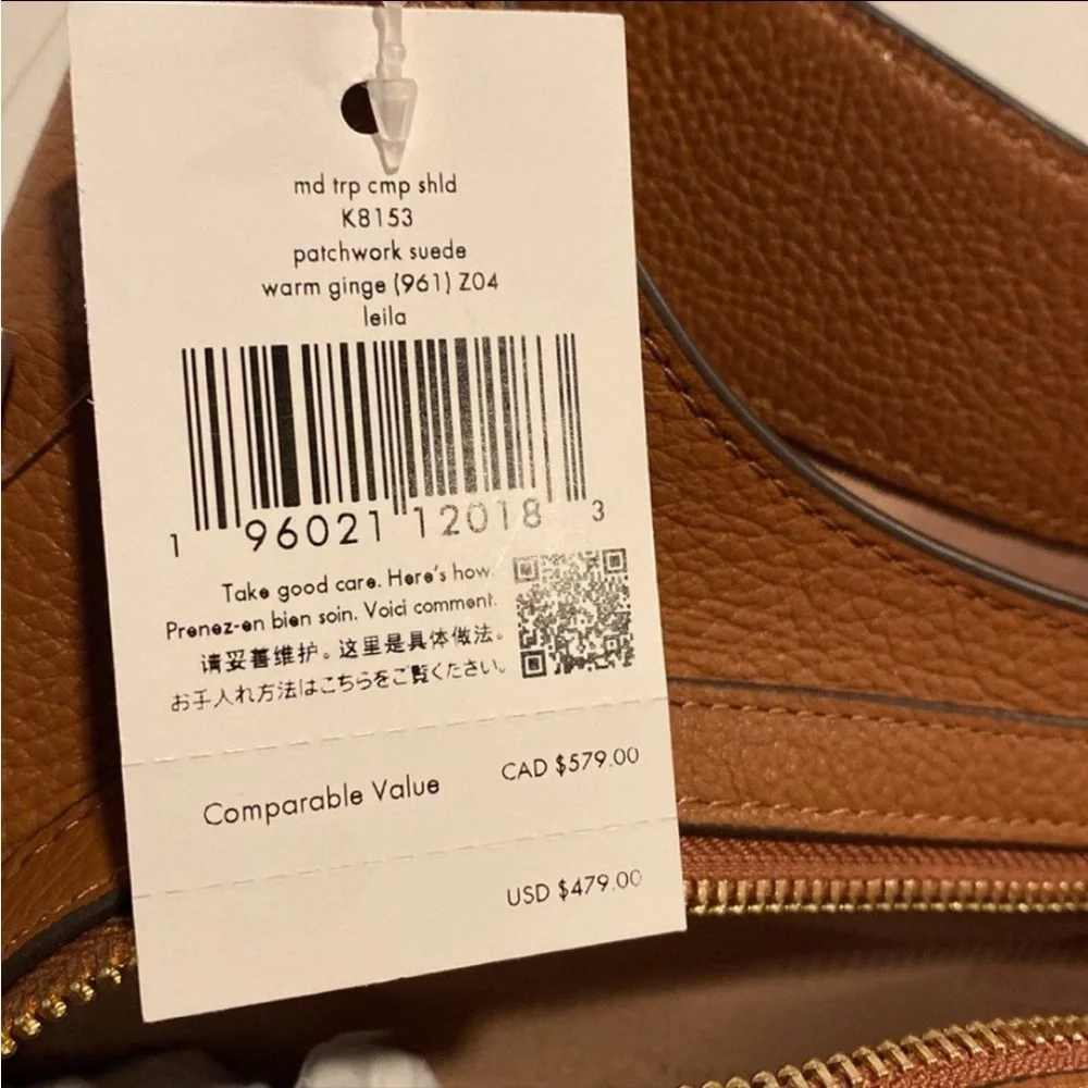 BNWT KATE SPADE Patchwork Suede Leila in Warm Ginger Tan Shoulder Bag